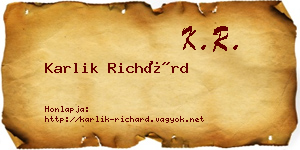 Karlik Richárd névjegykártya